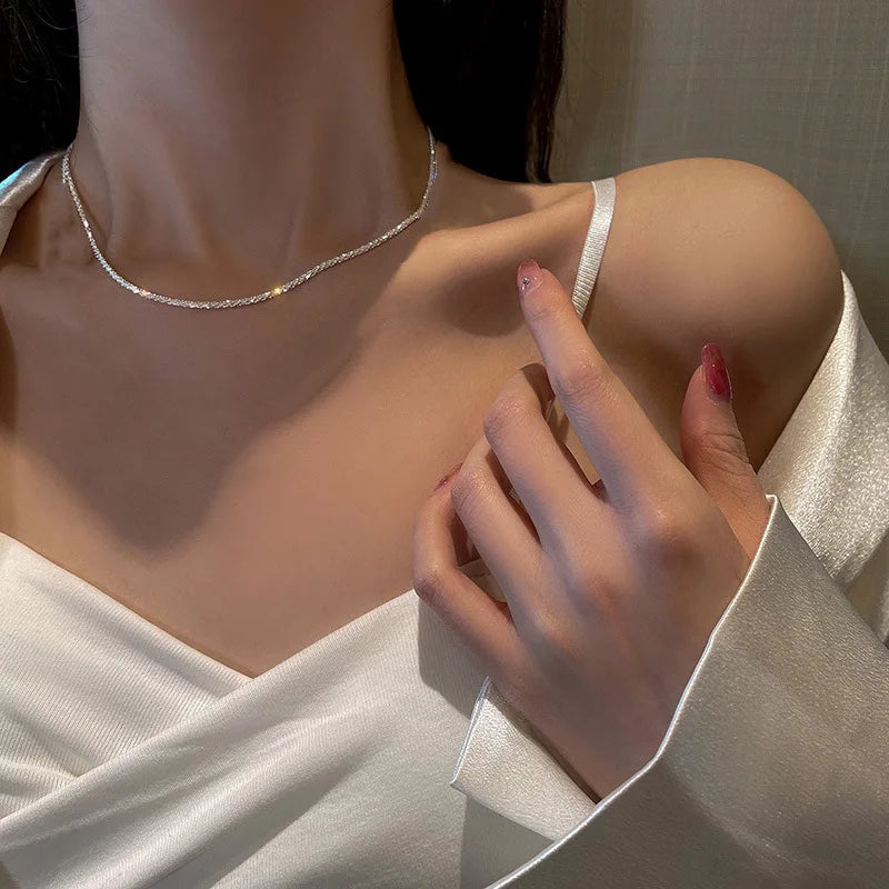 Elise | Silver Spark Chain and Bracelet Set