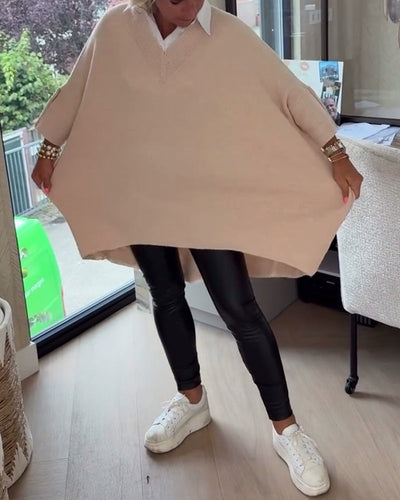 AVA | ELEGANT V-NECK BUTTONED ASYMMETRICAL JUMPER WITH TUMMY COVERAGE