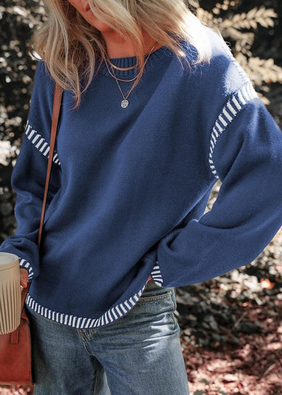 MARISA | CHIC CONTRAST SWEATER WITH TUMMY COVERAGE