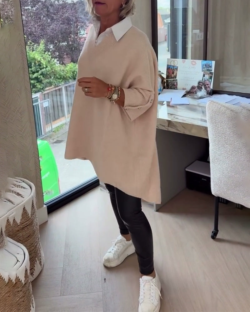 AVA | ELEGANT V-NECK BUTTONED ASYMMETRICAL JUMPER WITH TUMMY COVERAGE