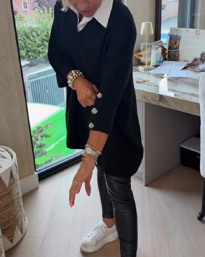 AVA | ELEGANT V-NECK BUTTONED ASYMMETRICAL JUMPER WITH TUMMY COVERAGE