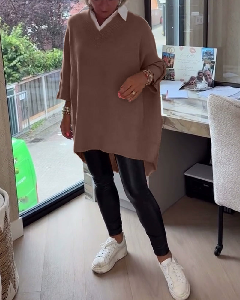 AVA | ELEGANT V-NECK BUTTONED ASYMMETRICAL JUMPER WITH TUMMY COVERAGE