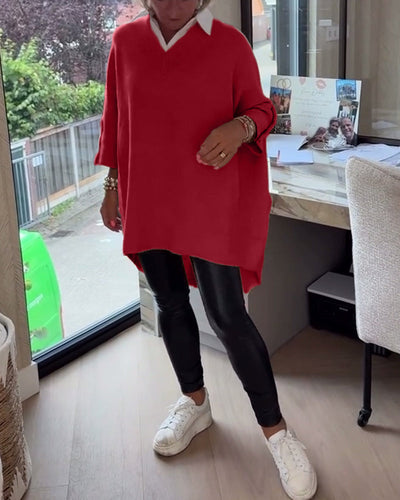 AVA | ELEGANT V-NECK BUTTONED ASYMMETRICAL JUMPER WITH TUMMY COVERAGE