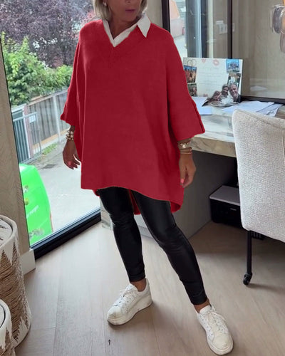 AVA | ELEGANT V-NECK BUTTONED ASYMMETRICAL JUMPER WITH TUMMY COVERAGE