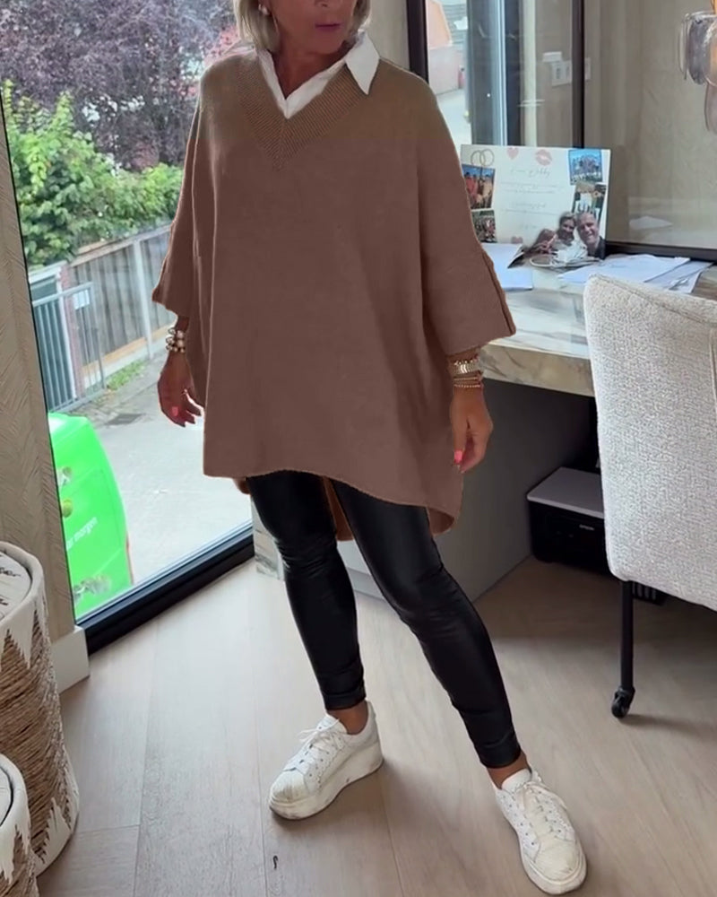 AVA | ELEGANT V-NECK BUTTONED ASYMMETRICAL JUMPER WITH TUMMY COVERAGE