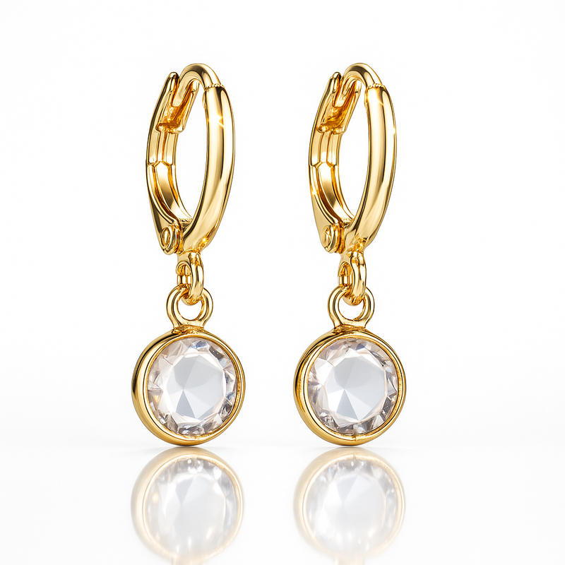 Vintage gold round crystal earrings