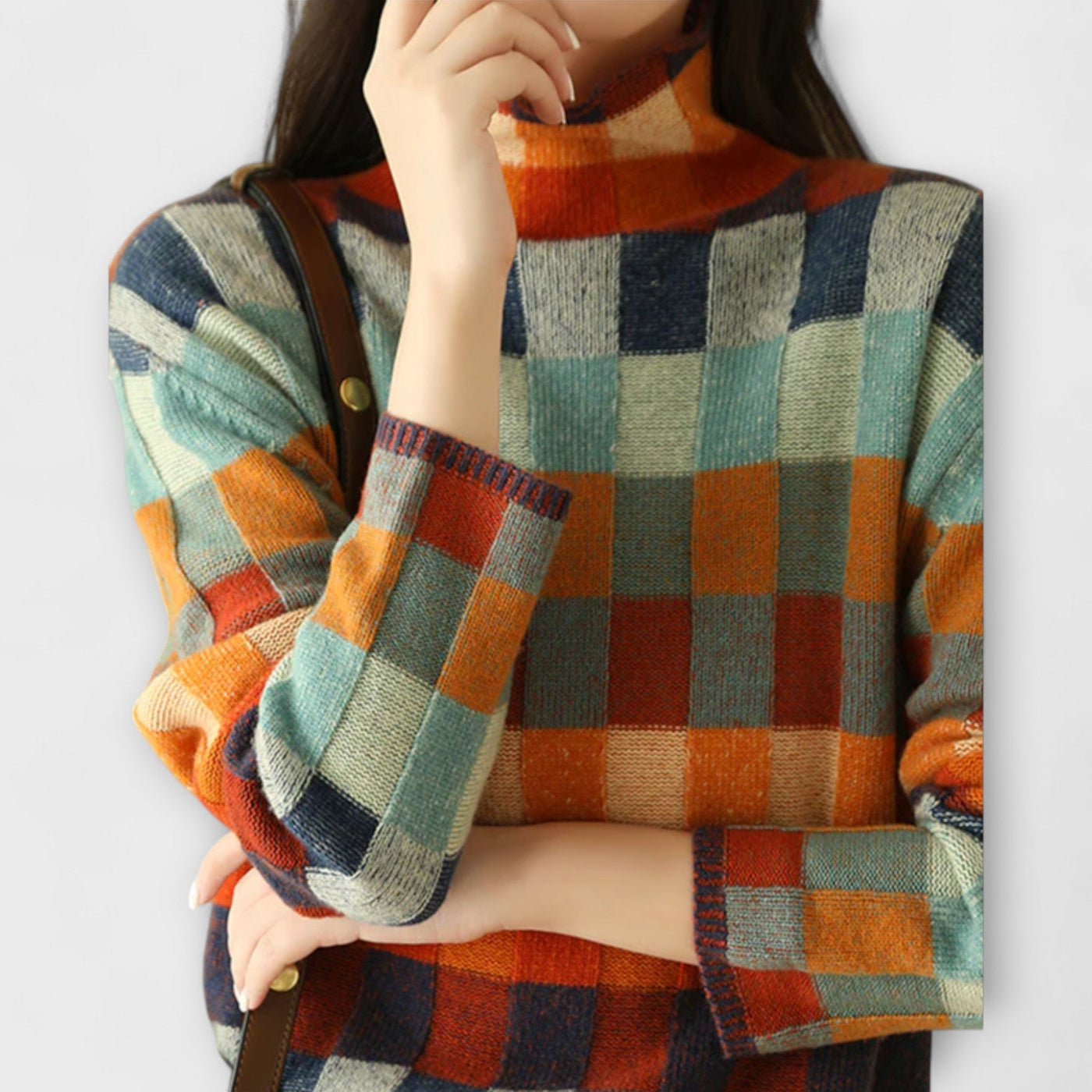 URSULA | PATCHWORK CASHMERE TURTLENECK SWEATER
