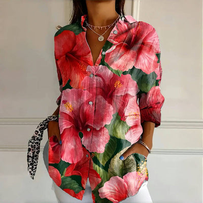 Long Sleeve Vintage Floral Print Blouse