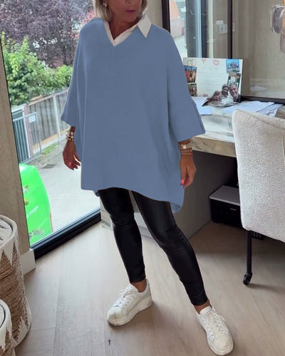 AVA | ELEGANT V-NECK BUTTONED ASYMMETRICAL JUMPER WITH TUMMY COVERAGE