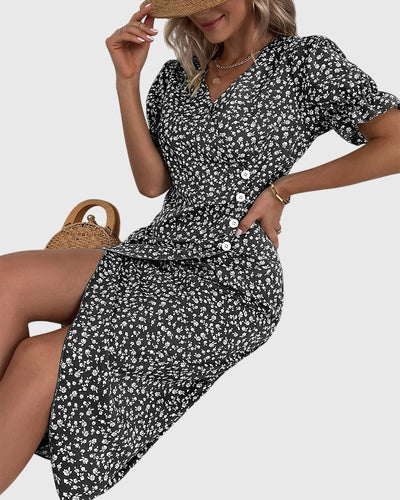 Barbara - Fresh Bloom V-Neck Dress