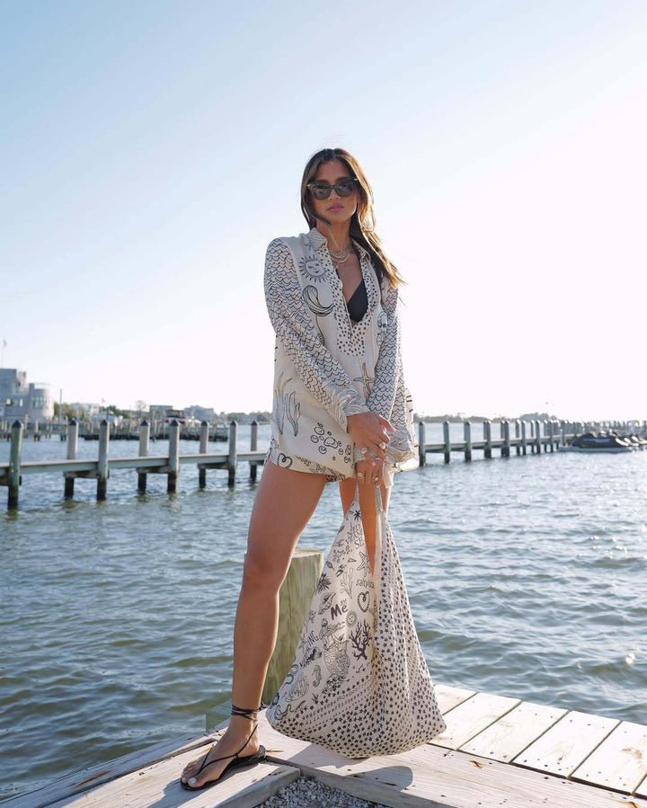 RoyalHoliday | Printed Shirt & Elastic Waist Shorts