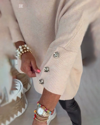 AVA | ELEGANT V-NECK BUTTONED ASYMMETRICAL JUMPER WITH TUMMY COVERAGE