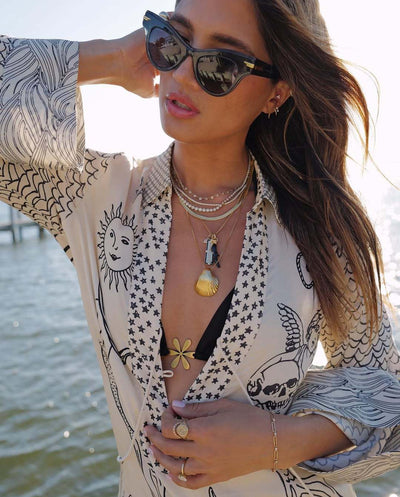 RoyalHoliday | Printed Shirt & Elastic Waist Shorts