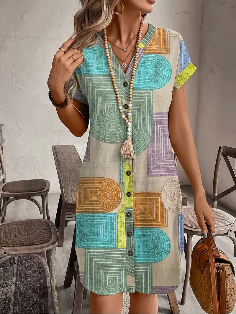 Khloe - Geometric Button Dress