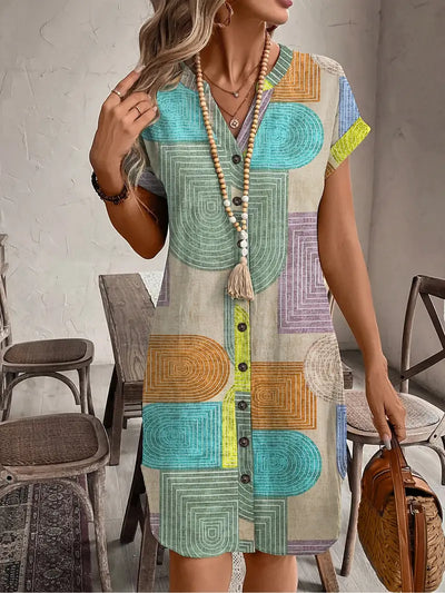 Khloe - Geometric Button Dress