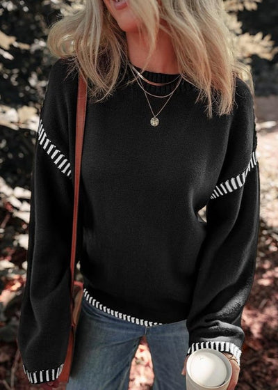 MARISA | CHIC CONTRAST SWEATER WITH TUMMY COVERAGE