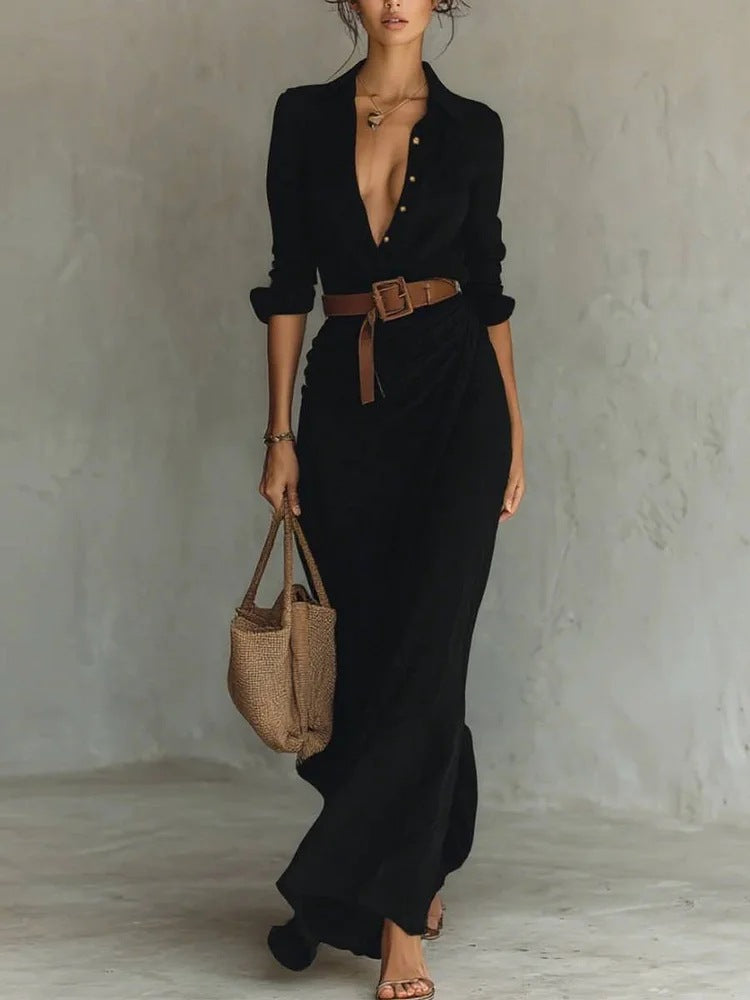 Thames Tailor | Lapel-Wrap Maxi Dress
