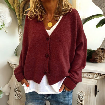 MIYA | CROPPED V-NECK CARDIGAN WITH ELEGANT TUMMY COVERAGE