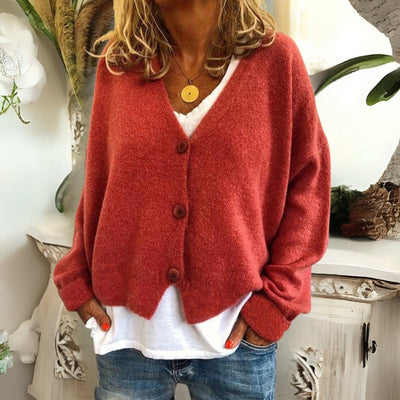 MIYA | CROPPED V-NECK CARDIGAN WITH ELEGANT TUMMY COVERAGE