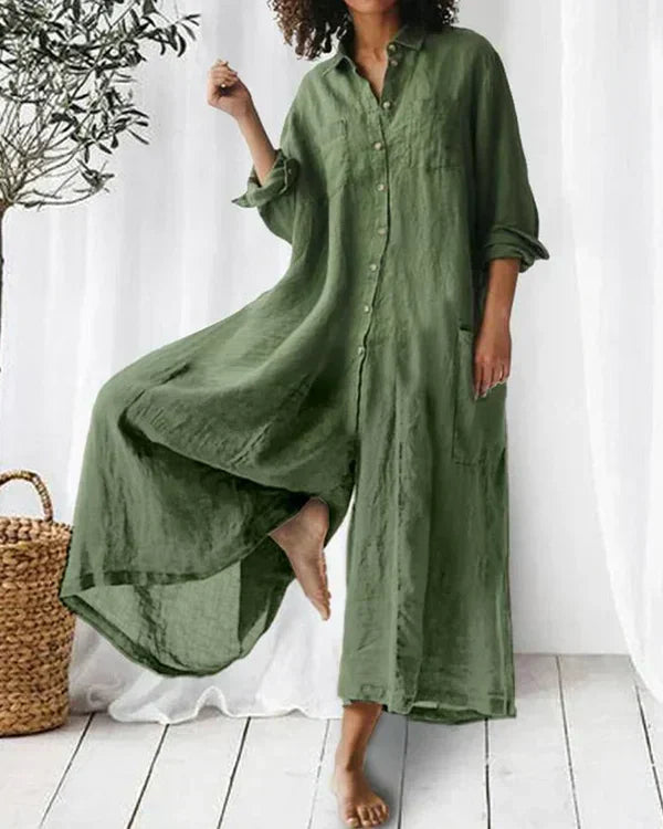 Cerise | Women's Elegant Cotton Blend Jumpsuit