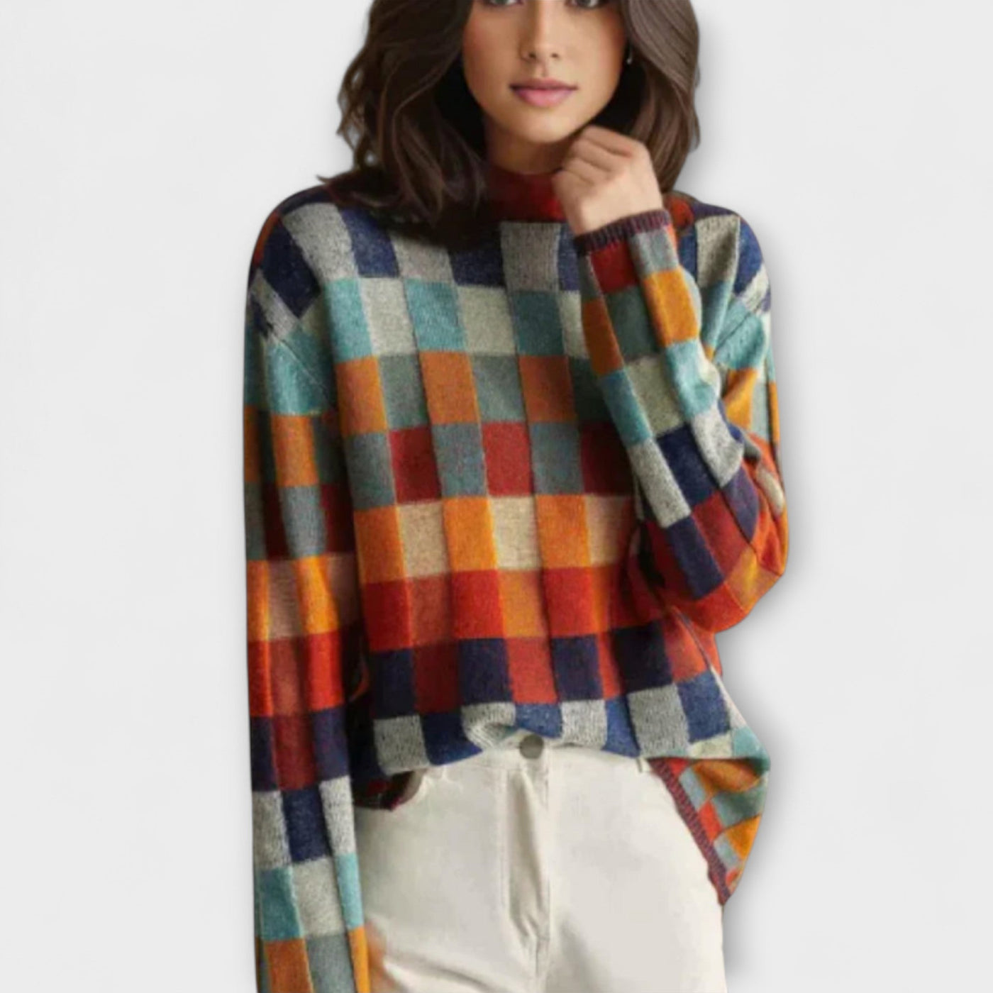 URSULA | PATCHWORK CASHMERE TURTLENECK SWEATER