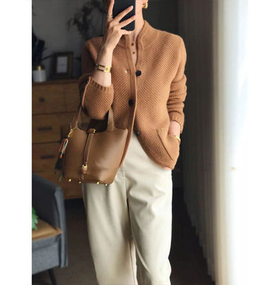 IMOGEN | ELEGANT CARDIGAN WITH STAND COLLAR AND REFINED SILHOUETTE