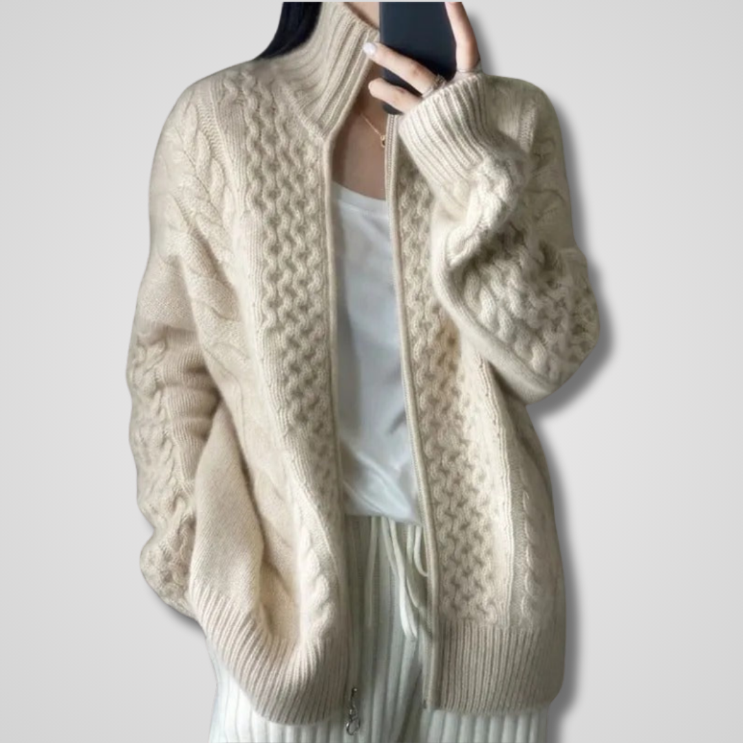 MARGOT | ELEGANT RELAXED-FIT CABLE-KNIT CARDIGAN