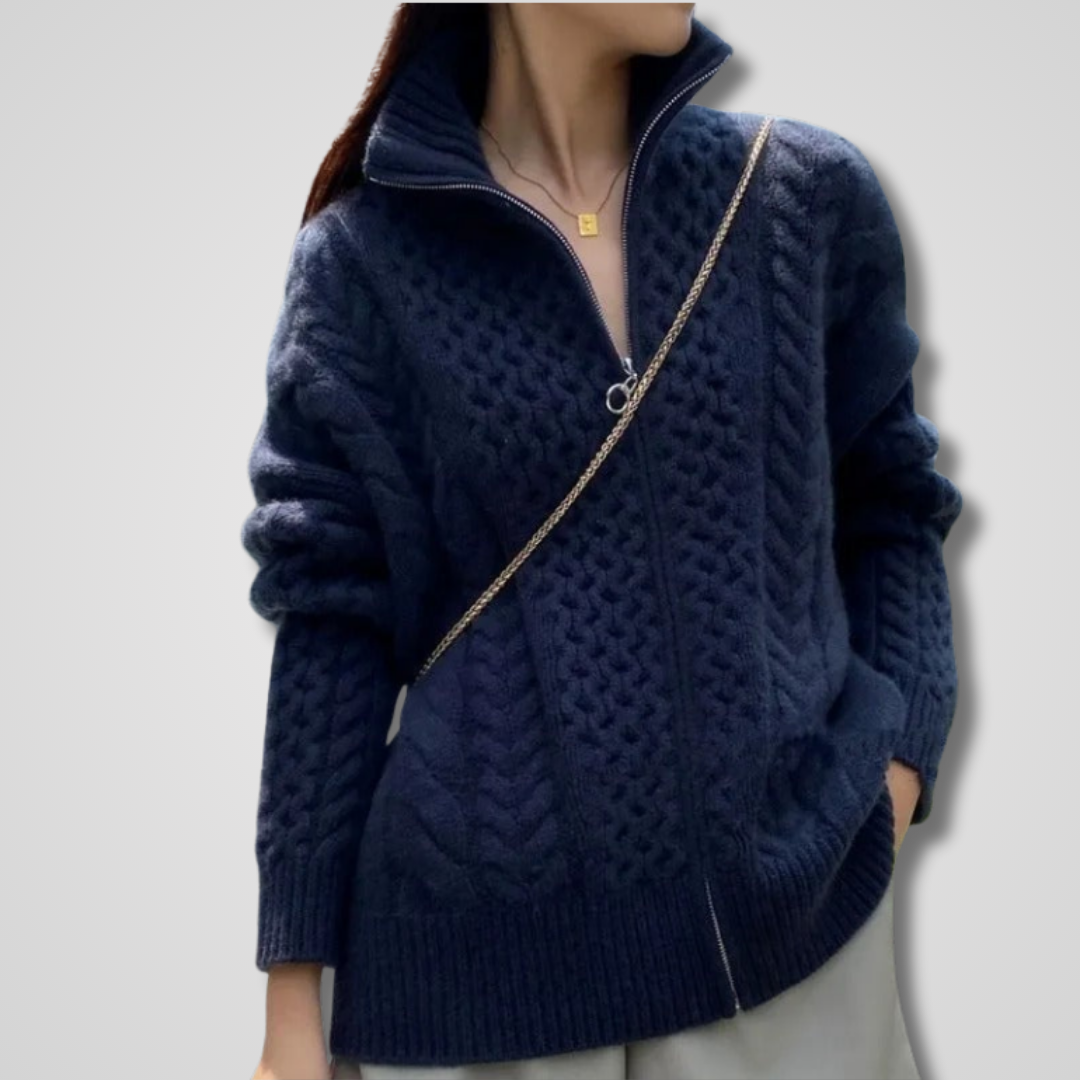 MARGOT | ELEGANT RELAXED-FIT CABLE-KNIT CARDIGAN