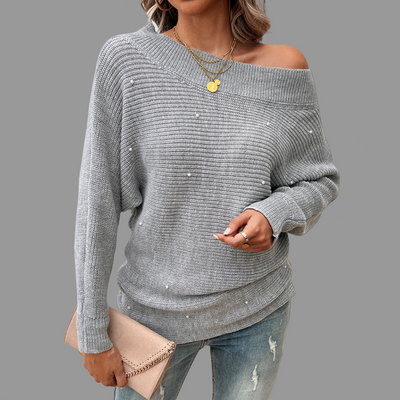 MIRELLA | ELEGANT OFF-SHOULDER KNIT SWEATER WITH TUMMY COVERAGE