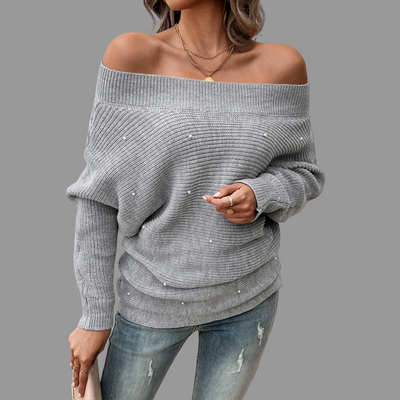 MIRELLA | ELEGANT OFF-SHOULDER KNIT SWEATER WITH TUMMY COVERAGE