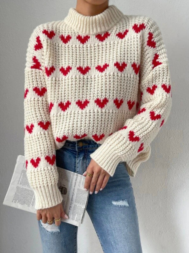 AMÉLIE | CHIC HEART-PATTERN KNIT SWEATER