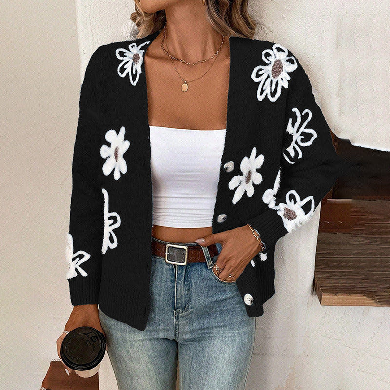 MIRANDA | ELEGANT FLORAL BUTTON-DOWN CARDIGAN WITH TUMMY COVERAGE