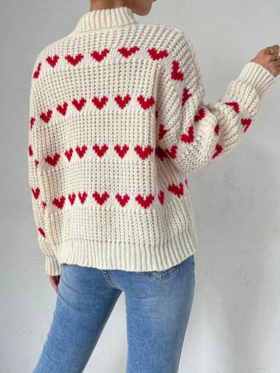 AMÉLIE | CHIC HEART-PATTERN KNIT SWEATER