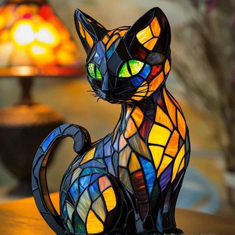 Mystical Cat | Stained Glass Lamp