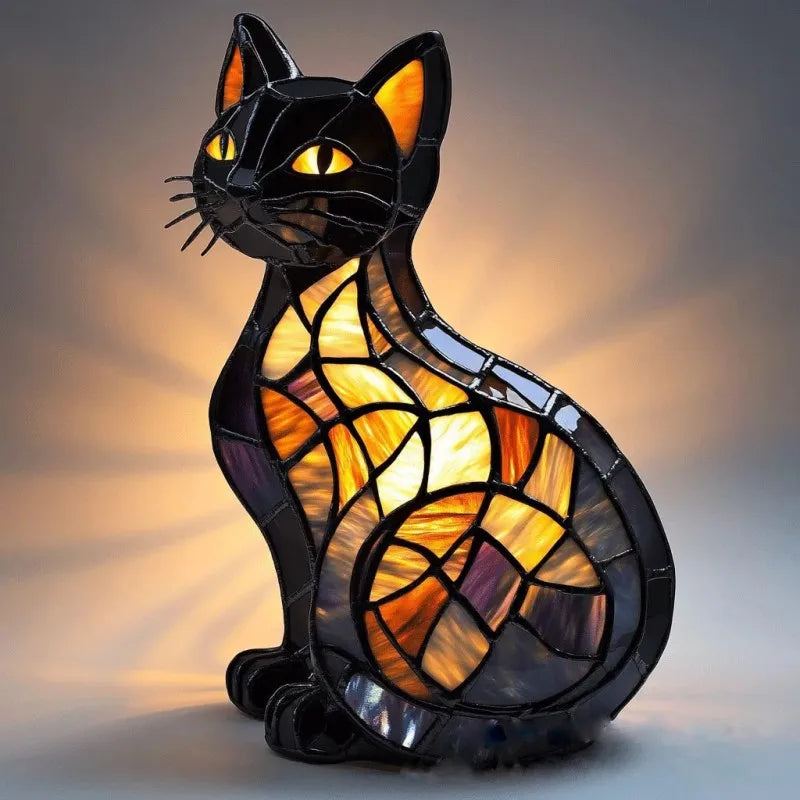 Shining Cat | Stained Glass Lamp