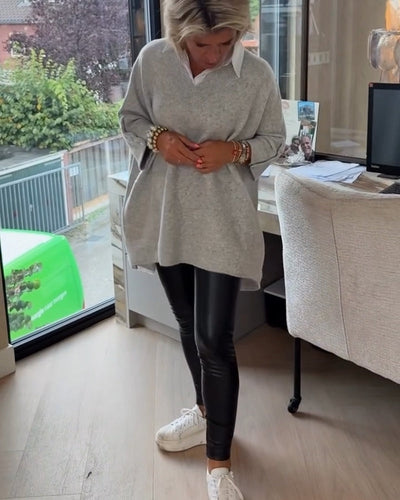 AVA | ELEGANT V-NECK BUTTONED ASYMMETRICAL JUMPER WITH TUMMY COVERAGE