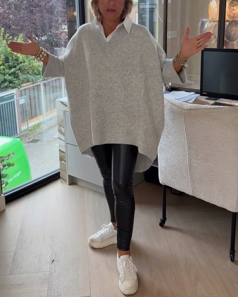 AVA | ELEGANT V-NECK BUTTONED ASYMMETRICAL JUMPER WITH TUMMY COVERAGE