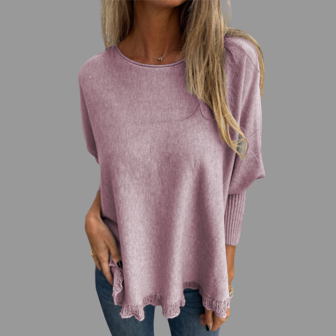 VICTORIANA | ELEGANT FRINGE HEM KNIT TOP