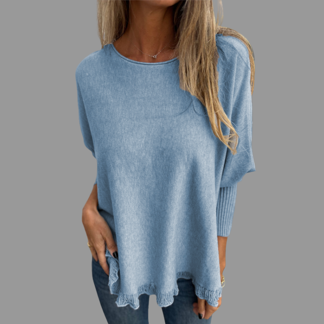 VICTORIANA | ELEGANT FRINGE HEM KNIT TOP