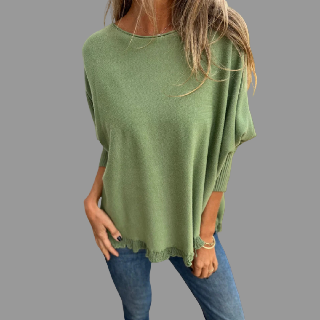 VICTORIANA | ELEGANT FRINGE HEM KNIT TOP