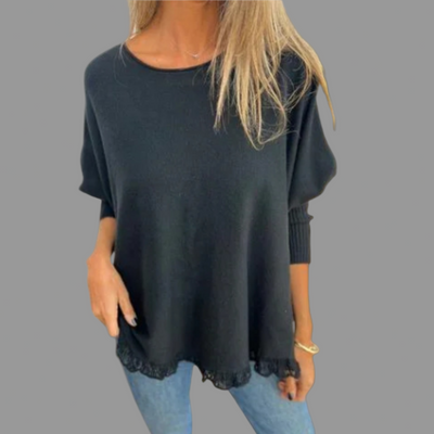 VICTORIANA | ELEGANT FRINGE HEM KNIT TOP
