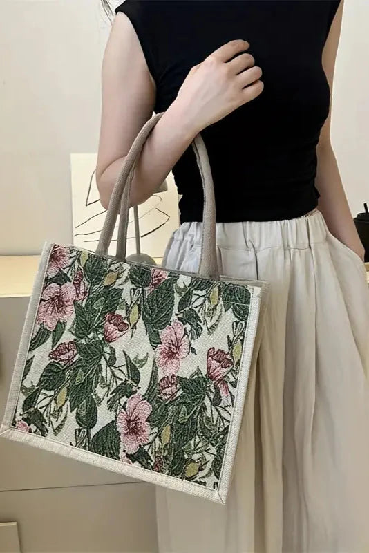 Taila Jute Bag with Floral Print and Eco-Friendly Design