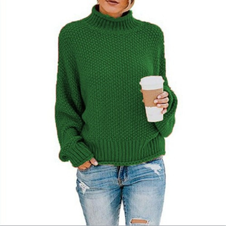 Eda - Exclusive Knitted Jumper With Stylish Roll Neck For True Cosy Comfort