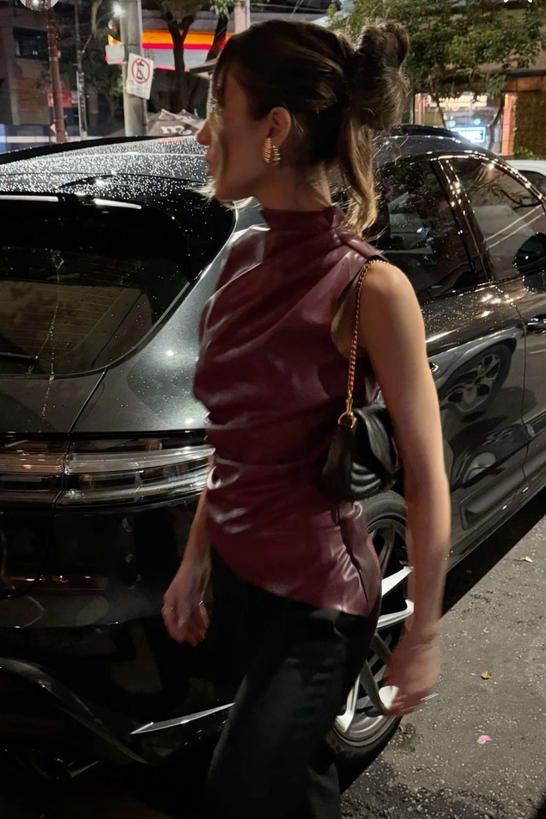 Evelyn - Leather Top In The Famous Burgundy And Black