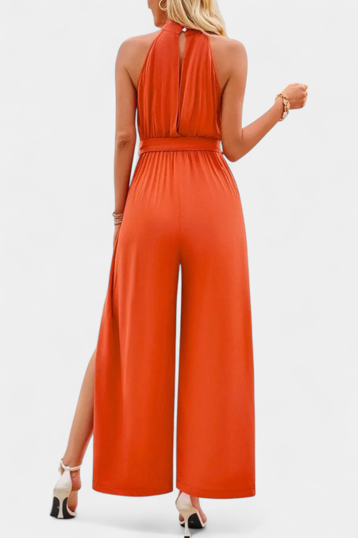 Nyree Asymmetric Jumpsuit with Cut-Out and Tie Sleeve