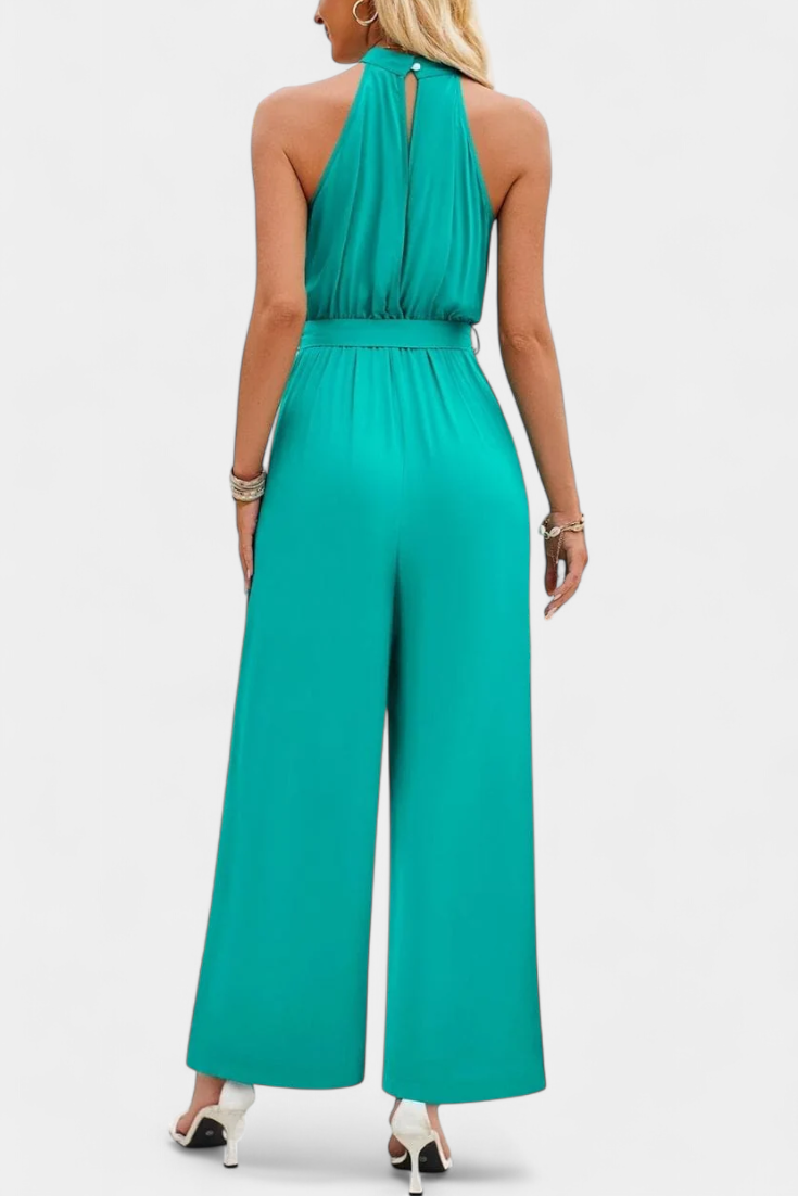 Nyree Asymmetric Jumpsuit with Cut-Out and Tie Sleeve