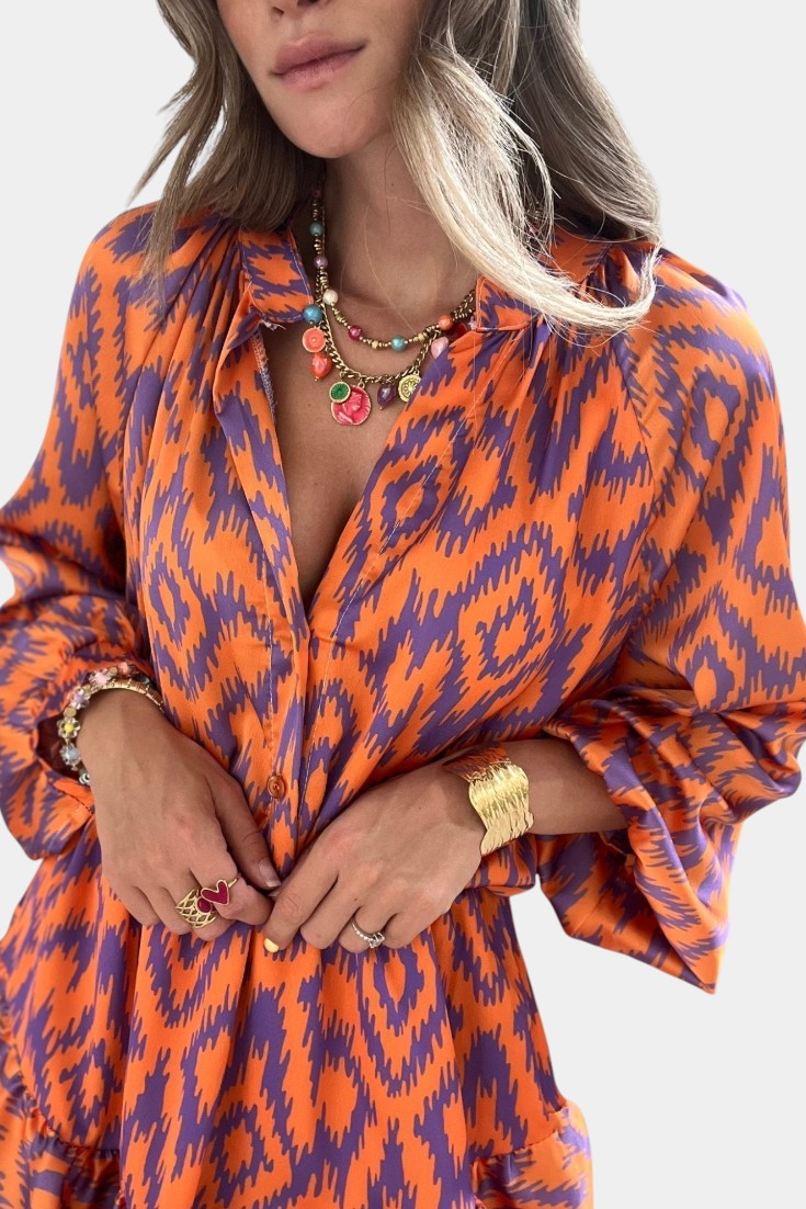 Yasmine Mini Jumpsuit with Ruffles and Ikat Print